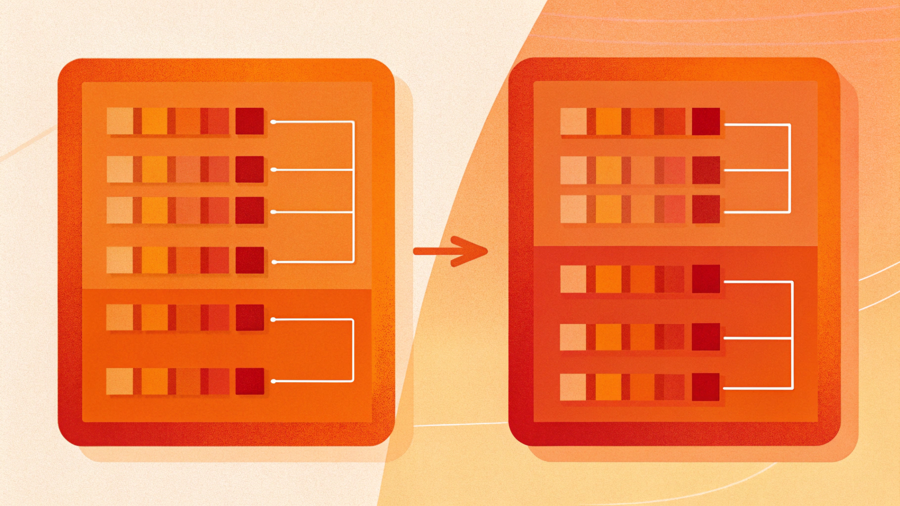 Схема сравнения OLTP и OLAP: построчное и столбцовое хранение